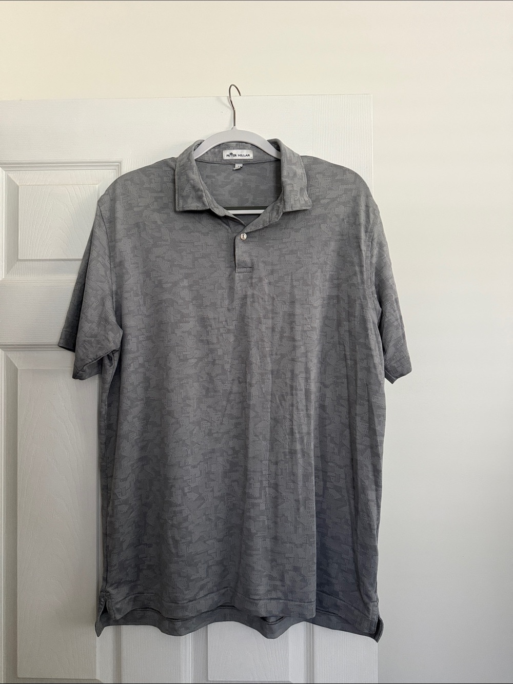 Peter Millar Gray Textured Short-Sleeve Polo